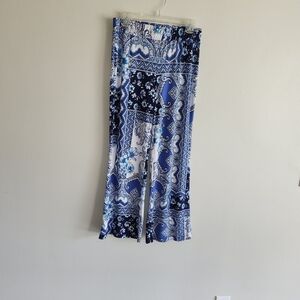 Boston Proper Blue And white tile palazzo pants